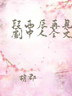 段西辰再见已无剧中人全文阅读小说