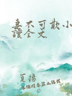 妻不可欺小说阅读全文