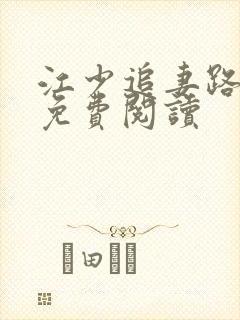 江少追妻路漫漫免费阅读