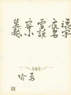 慕容雪夜逸尘穿越小说名字是什么