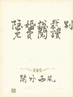隐婚总裁别太坏免费阅读