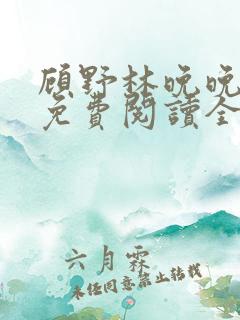 顾野林晚晚小说免费阅读全文笔趣阁