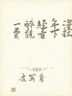 一醉经年漫画免费观看下拉式