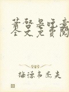 萧启晏晚意小说全文免费阅读
