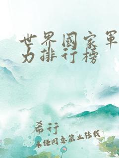 世界国家军事实力排行榜