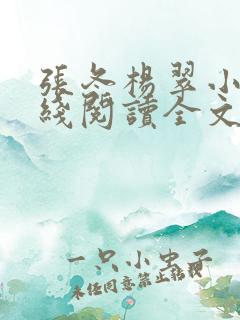 张冬杨翠小说在线阅读全文