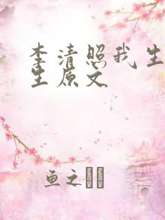 李清照我生君未生原文