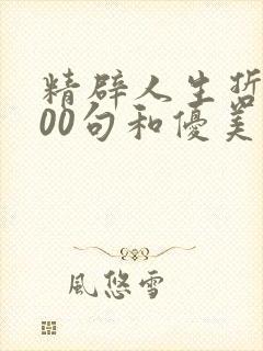 精辟人生哲理100句和优美句子