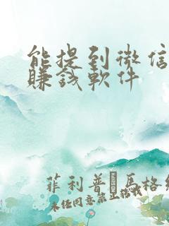 能提到微信上的赚钱软件