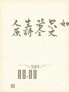 人生若只如初见原诗全文