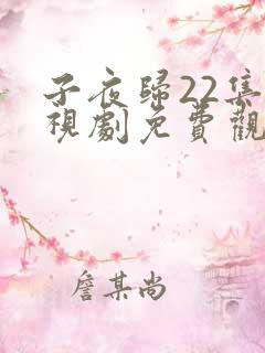 子夜归22集电视剧免费观看全集高清