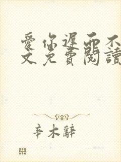 爱你迟而不晚全文免费阅读