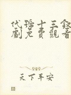 代号十三钗电视剧免费观看完整版