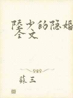 陆少的隐婚罪妻 全文