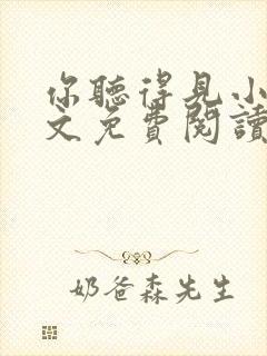 你听得见小说全文免费阅读无删减