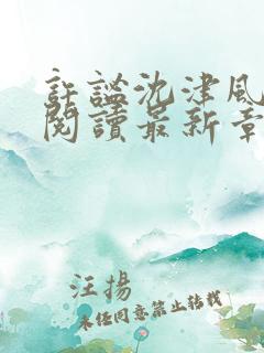 许谧沈津风全文阅读最新章节