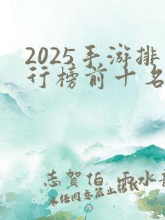 2025手游排行榜前十名网络游戏