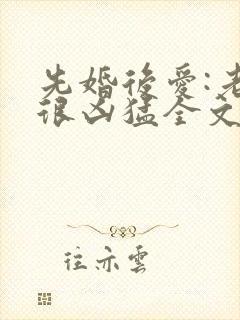 先婚后爱:老公很凶猛全文免费阅读小说