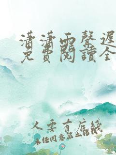 潇潇雨声迟小说免费阅读全部章节