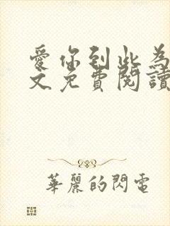 爱你到此为止全文免费阅读