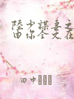 陆少谋妻之婚不由你全文在线阅读