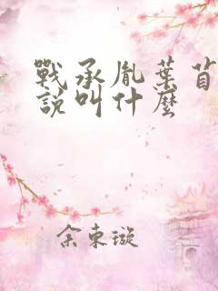 战承胤叶苜苜小说叫什么