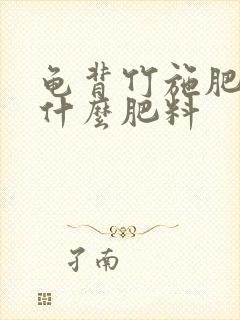龟背竹施肥需施什么肥料