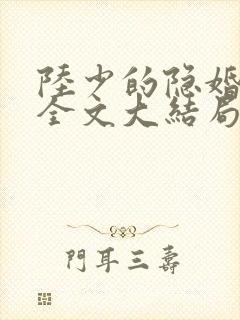 陆少的隐婚罪妻全文大结局