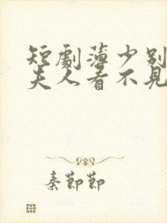 短剧薄少别演了夫人看不见免费观看全集