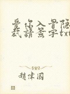 爱你入骨隐婚总裁请签字txt下载