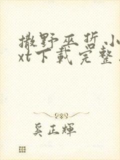 撒野巫哲小说txt下载完整版