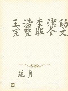 王浩李洁的小说完整版全文阅读免费