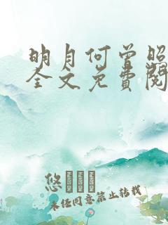 明月何曾照清欢全文免费阅读小说