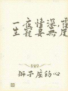 一夜情深,霍先生宠妻无度小说免费看
