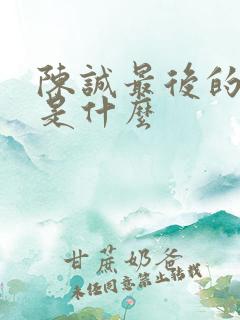 陈诚最后的结局是什么