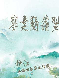 宠妻狂魔别太坏全文阅读免费