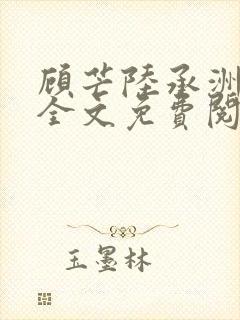 顾芒陆承洲小说全文免费阅读