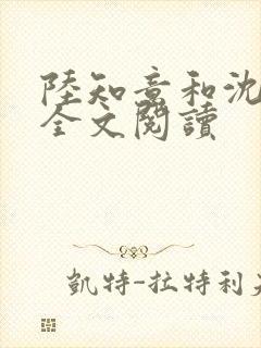 陆知意和沈砚辞全文阅读