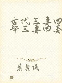 古代三妻四妾是哪三妻四妾