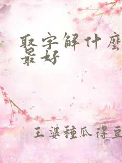 取字解什么生肖最好
