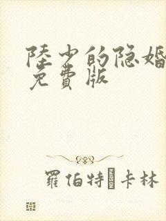 陆少的隐婚罪妻免费版