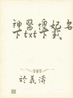 神医傻妃名动天下txt下载