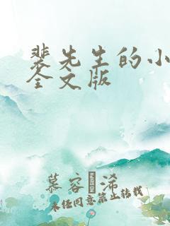 裴先生的小甜妻全文版