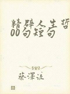精辟人生哲理100句短句