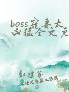 boss宠妻太凶猛全文免费阅读