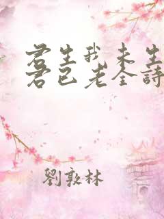 君生我未生我生君已老全诗词