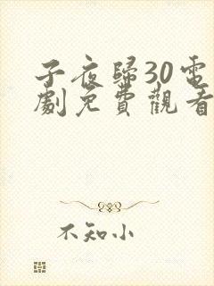 子夜归30电视剧免费观看全集高清