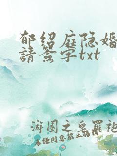 郁绍庭隐婚总裁请签字txt