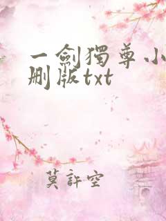 一剑独尊小说未删版txt