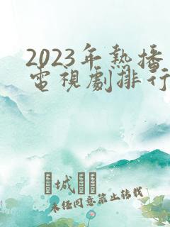2023年热播电视剧排行榜前十名